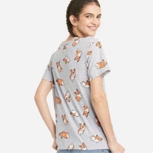 Zoe + Liv Grey Corgi Dog Graphic Print Short Sleeve Casual Crewneck T-Shirt XXL